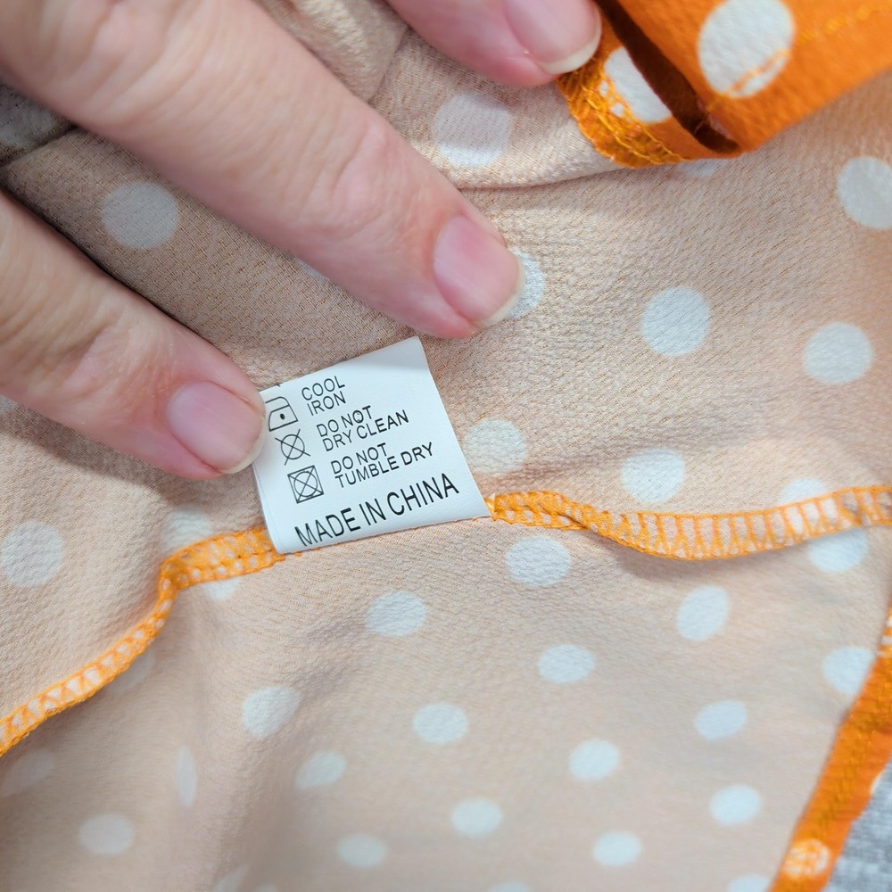 LIVAGIRL Orange Polka Dot High-Low Wrap Dress Small V-Neck Short Sleeve New - Picture 15 of 15